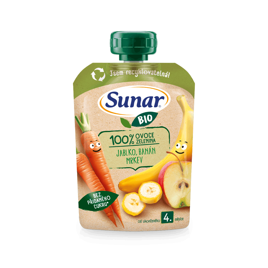 100% ovoce a zelenina jablko, banán a mrkev
